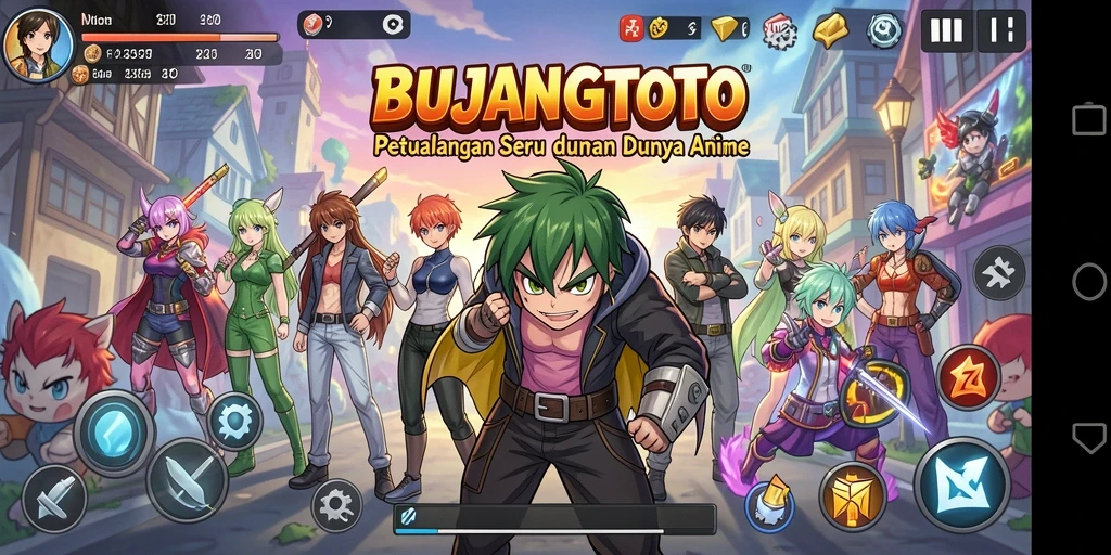 Tampilan gameplay menarik dari BUJANGTOTO dengan karakter anime.