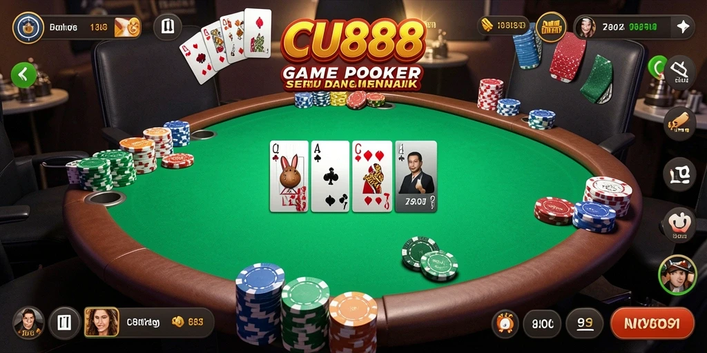 Tampilan permainan poker yang mendebarkan di CU888.
