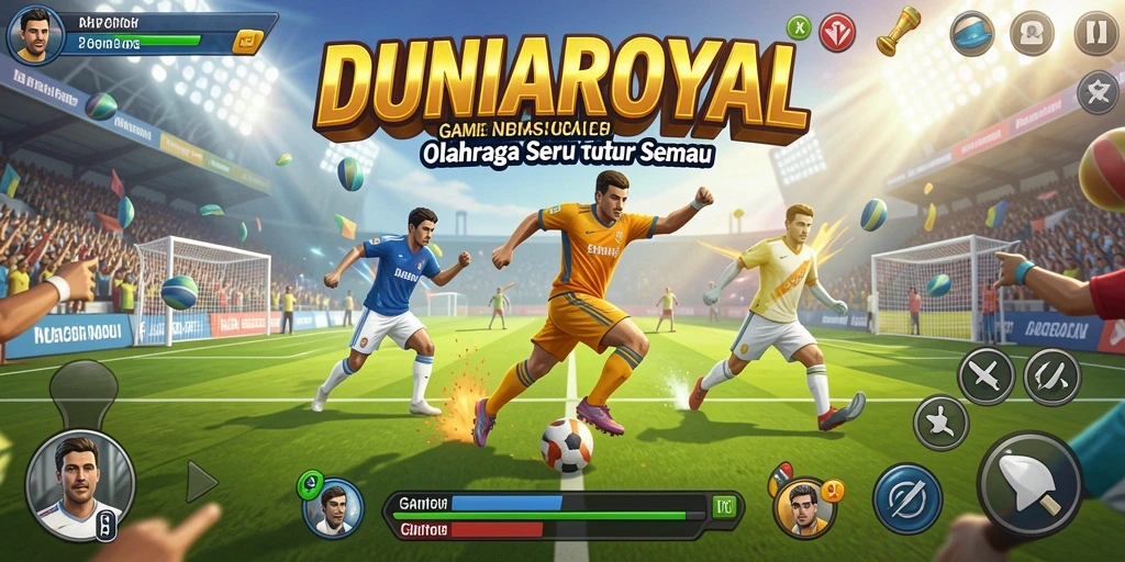 Menampilkan gameplay DUNIAROYAL yang penuh aksi dalam olahraga.