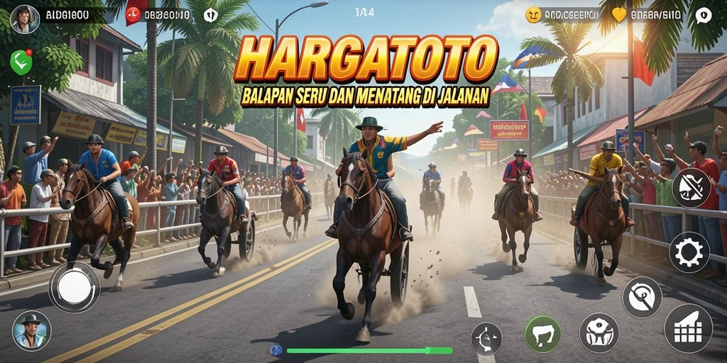Tampilan utama gameplay HARGATOTO dengan aksi balap yang mendebarkan.