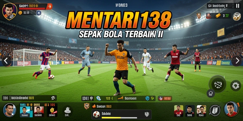Tampilan gameplay seru dalam MENTARI138 dengan aksi sepak bola yang mendebarkan.