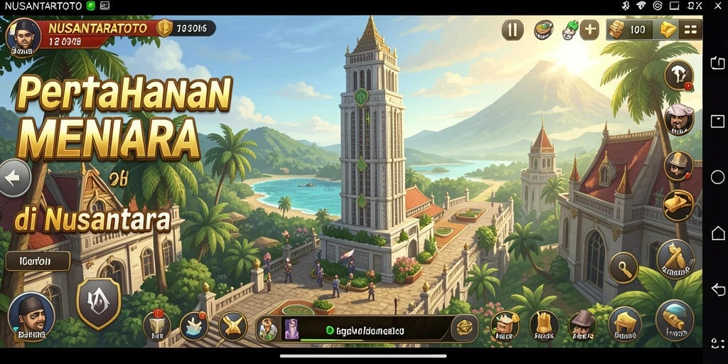 Tampilan menara dan musuh dalam gameplay NUSANTARATOTO yang menegangkan.