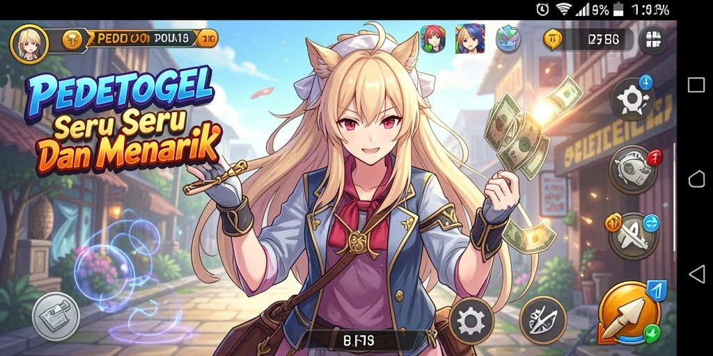 Tampilan gameplay PEDETOGEL dengan karakter Anime yang menarik.