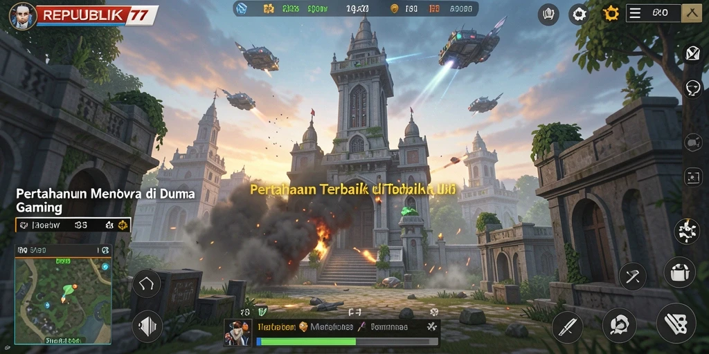 Tangkapan layar permainan Tower Defense yang menampilkan aksi pertahanan menara.