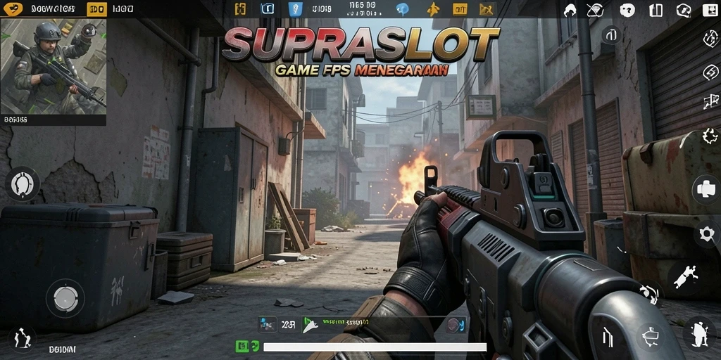 Screenshot gameplay dari game FPS SUPRASLOT yang menegangkan.