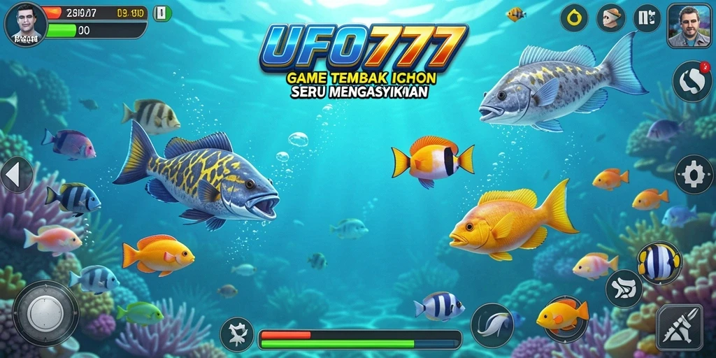 Screenshot gameplay UFO777 menampilkan aksi menembak ikan yang seru.