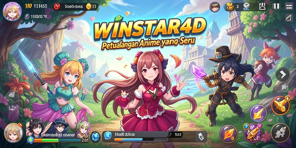 Tampilan gameplay utama WINSTAR4D yang penuh warna dan dinamis.